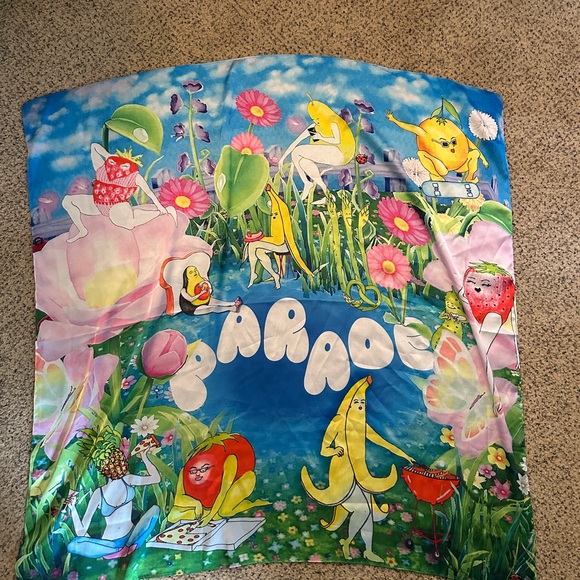 Whimsical Graphic Scarf with Parade Design - Picture 1 of 2
